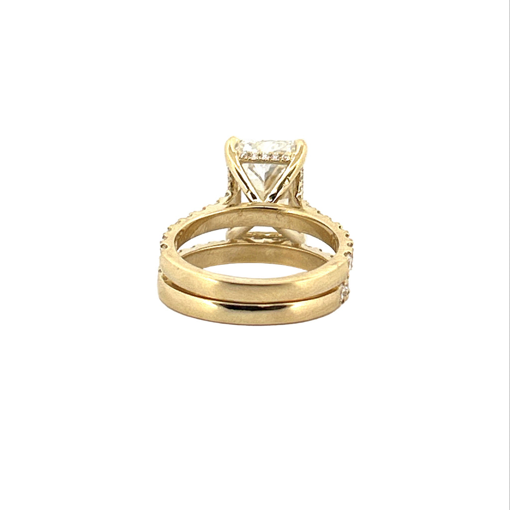 14K Gold 4.00 Carat Lab Grown Radiant Diamond Cathedral Engagement Wedding Set