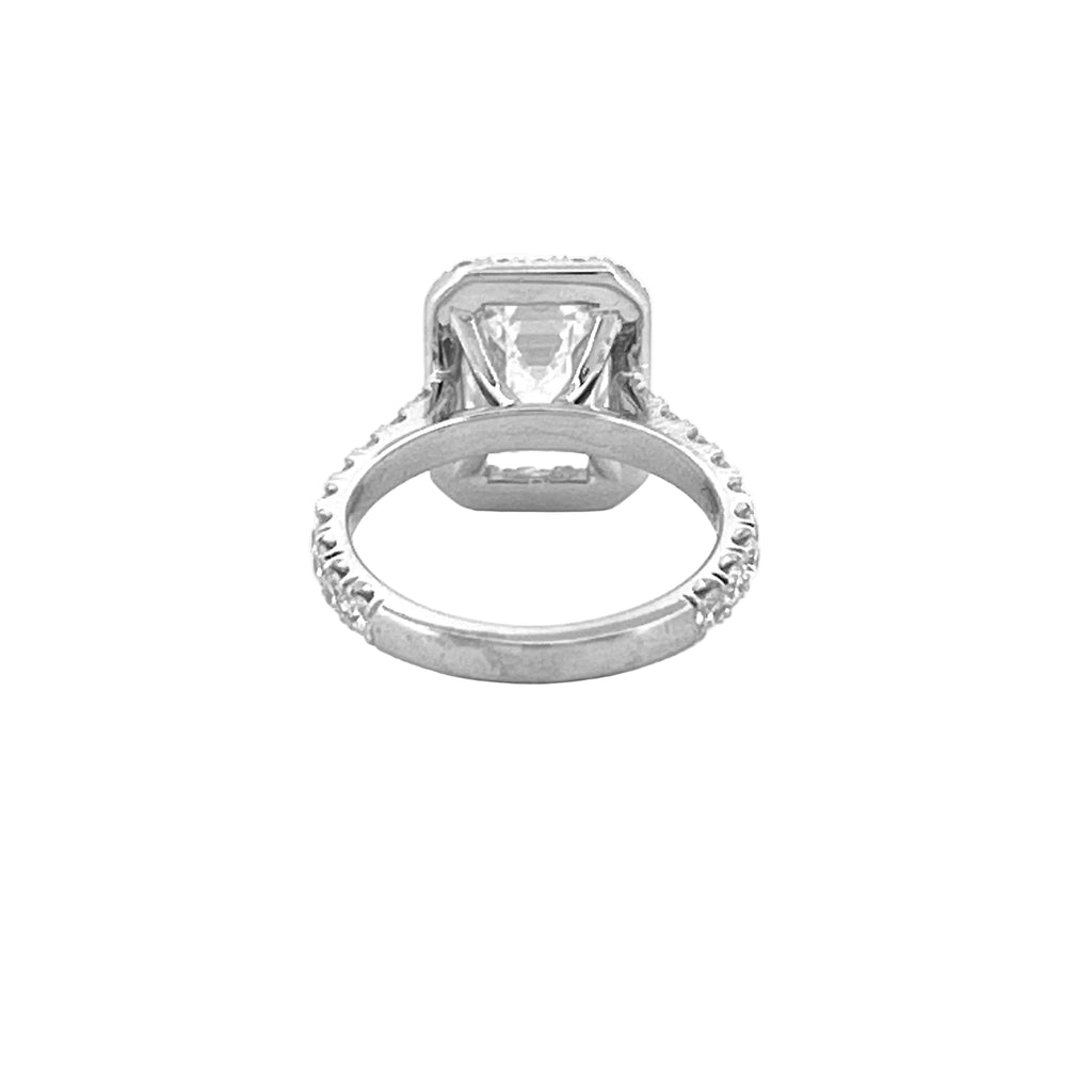 14K Gold 3.00 Carat Lab Grown Emerald Cut Diamond Cathedral Halo Engagement Ring
