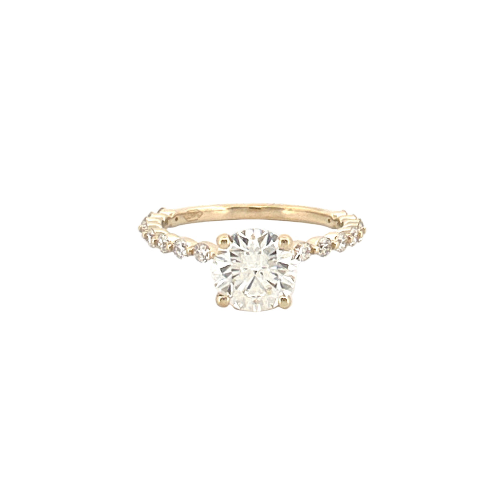 14K Gold 1.50 Carat Natural Round Cut Diamond Single Prong Engagement Ring
