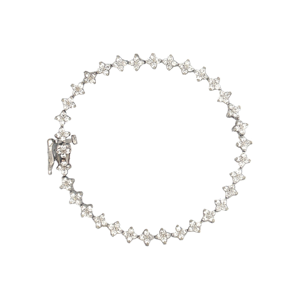 14K Gold Natural Flower Diamond Tennis Bracelet
