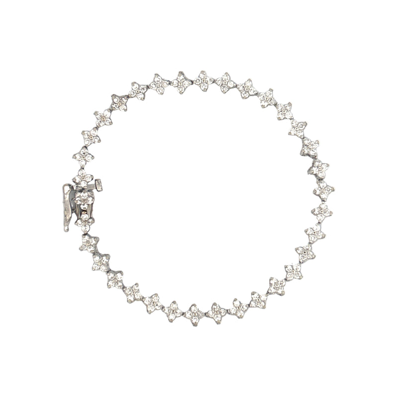 14K Gold Natural Flower Diamond Tennis Bracelet