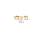 14K Gold 5.00 Carat Lab Grown Emerald Cut Diamond U Prong Engagement Ring