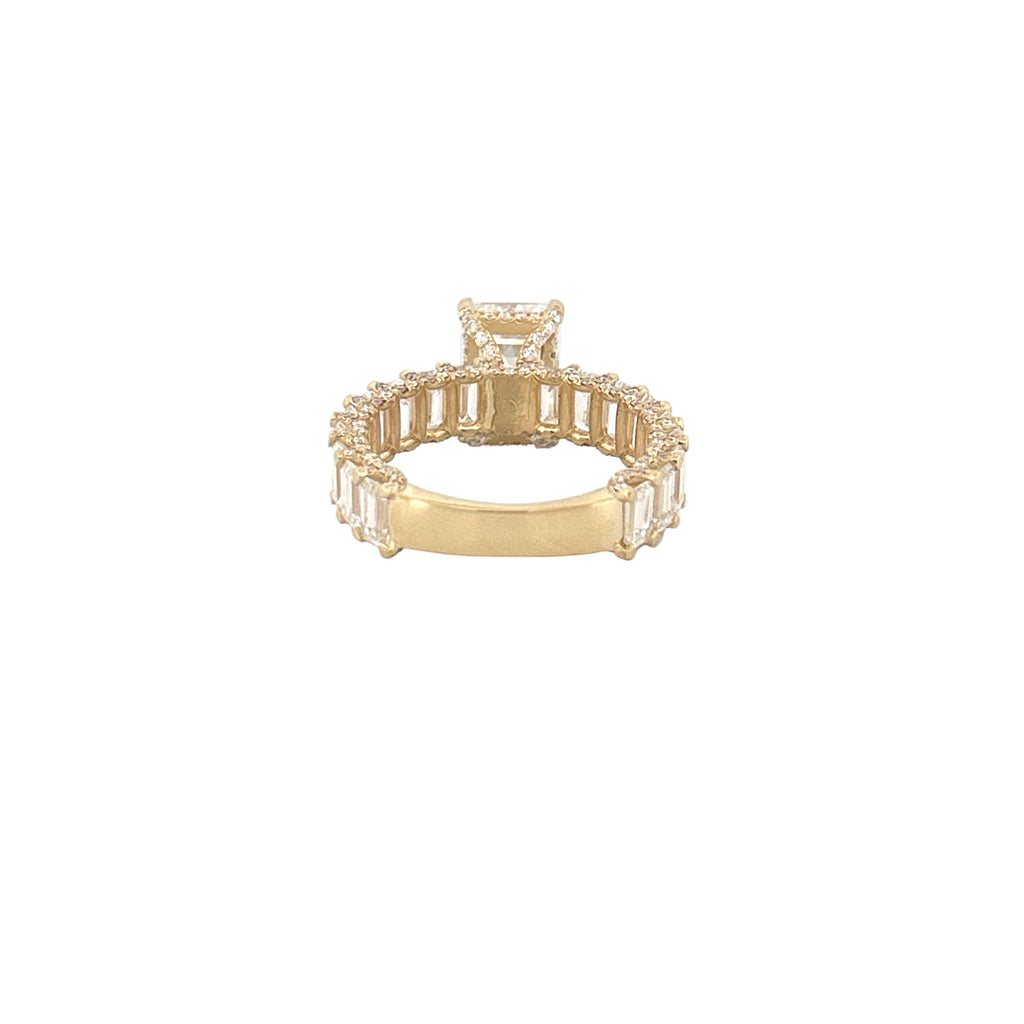 14K Gold 5.00 Carat Lab Grown Emerald Cut Diamond U Prong Engagement Ring
