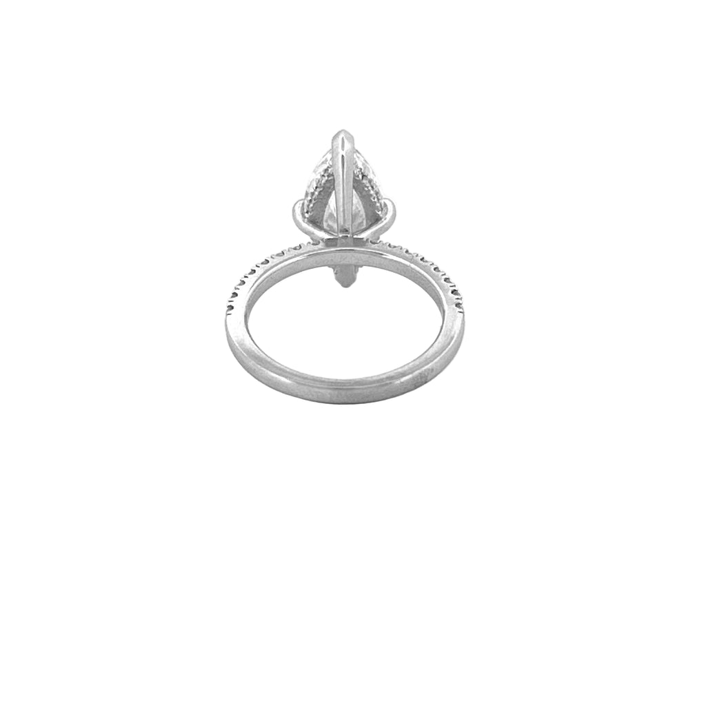 14K Gold 3.00 Carat Lab Grown Marquise Diamond Under Halo Engagement Ring