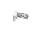 14K Gold 3.00 Carat Lab Grown Marquise Diamond Under Halo Engagement Wedding Set