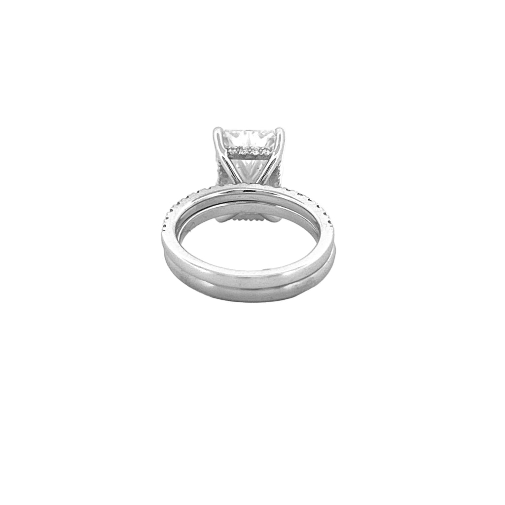 14K Gold 6.00 Carat Lab Grown Radiant Diamond Under Halo Engagement Wedding Set