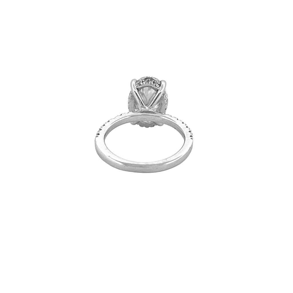 14K Gold 4.00 Carat Lab Grown Oval Diamond Under Halo Engagement Ring