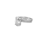 14K Gold 4.00 Carat Lab Grown Oval Diamond Under Halo Engagement Wedding Set