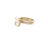 14K Gold 2.00 Carat Lab Grown Oval Diamond Under Halo Engagement Wedding Set