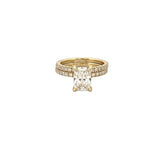 14K Gold 2.00 Carat Lab Grown Radiant Diamond Under Halo Engagement Wedding Set