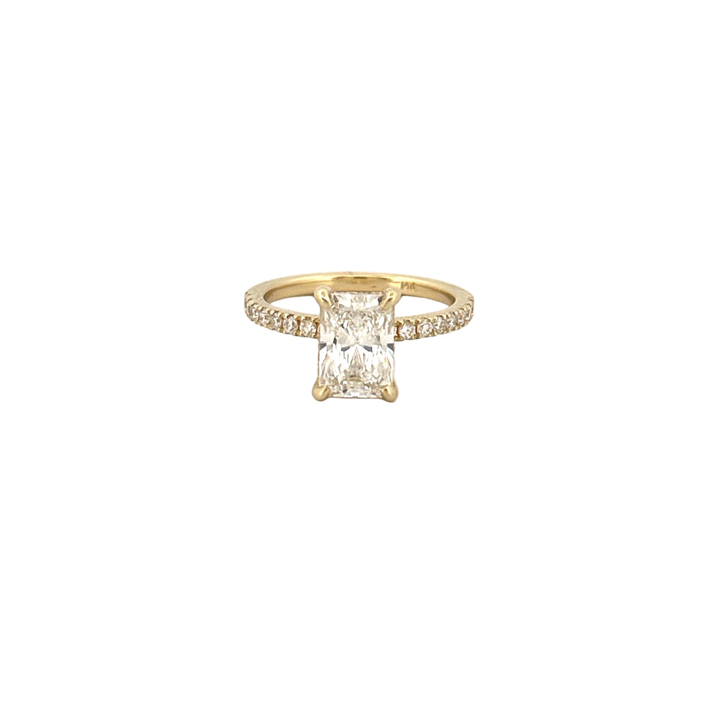 14K Gold 2.00 Carat Lab Grown Radiant Diamond Under Halo Engagement Ring