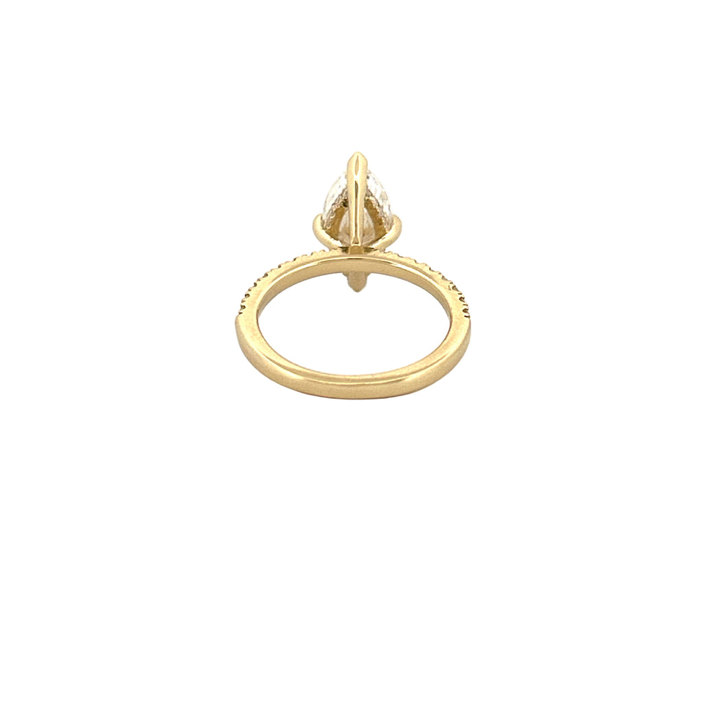 14K Gold 2.00 Carat Lab Grown Marquise Diamond Under Halo Engagement Ring