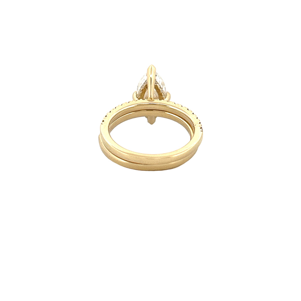 14K Gold 2.00 Carat Lab Grown Marquise Diamond Under Halo Engagement Wedding Set