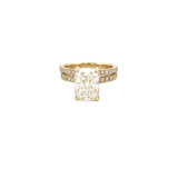 14K Gold 4.00 Carat Lab Grown Elongated Cushion Diamond Under Halo Engagement Wedding Set