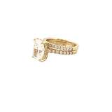 14K Gold 4.00 Carat Lab Grown Elongated Cushion Diamond Under Halo Engagement Wedding Set