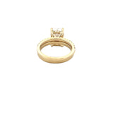 14K Gold 4.00 Carat Lab Grown Elongated Cushion Diamond Under Halo Engagement Wedding Set