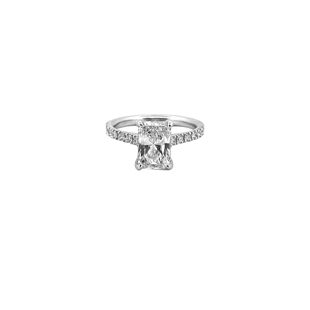 14K Gold 2.00 Carat Lab Grown Radiant Diamond Under Halo Cathedral Engagement Ring