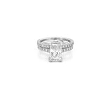 14K Gold 2.00 Carat Lab Grown Radiant Diamond Under Halo Cathedral Engagement Wedding Set