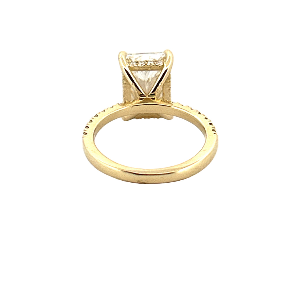 14K Gold 4.50 Carat Lab Grown Radiant Diamond Under Halo Engagement Ring