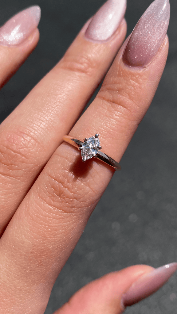 14K Gold 0.40 Carat Natural Marquise Diamond Solitaire Engagement Ring