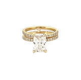 14K Gold 2.50 Carat Lab Grown Radiant Diamond Under Halo Bowtie Engagement Set