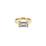 14K Gold East West 3.00 Carat Lab Grown Emerald Diamond Engagement Ring