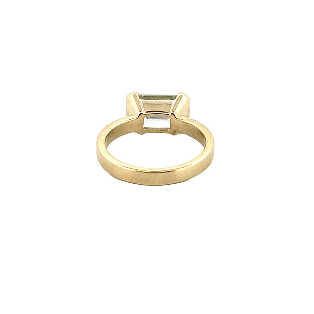 14K Gold East West 3.00 Carat Lab Grown Emerald Diamond Engagement Ring