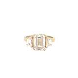 14K Gold Three Stone 3.00 Carat Lab Grown Emerald Engagement Ring