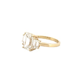 14K Gold Three Stone 3.00 Carat Lab Grown Emerald Engagement Ring