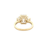 14K Gold Three Stone 3.00 Carat Lab Grown Emerald Engagement Ring