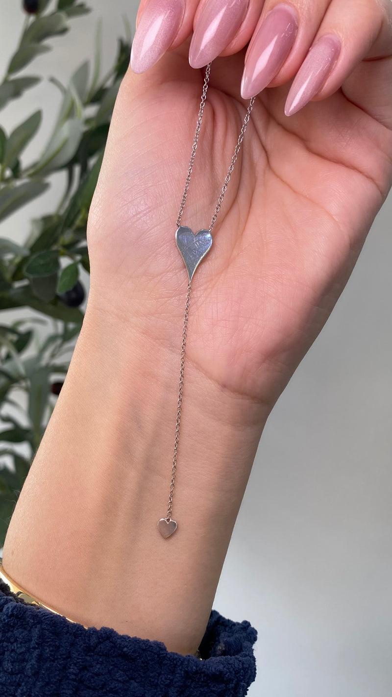 14K Gold Drop Heart Necklace