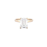 14K Gold 3.00 Carat Lab Grown Emerald Diamond Under Halo Solitaire Engagement Ring