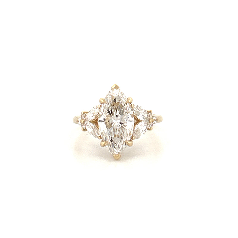 14K Gold 3.00 Carat Lab Grown Marquise Diamond Hollyberry Engagement Ring