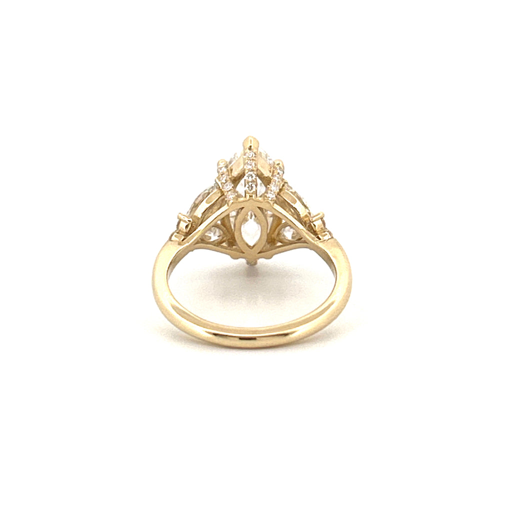 14K Gold 3.00 Carat Lab Grown Marquise Diamond Hollyberry Engagement Ring