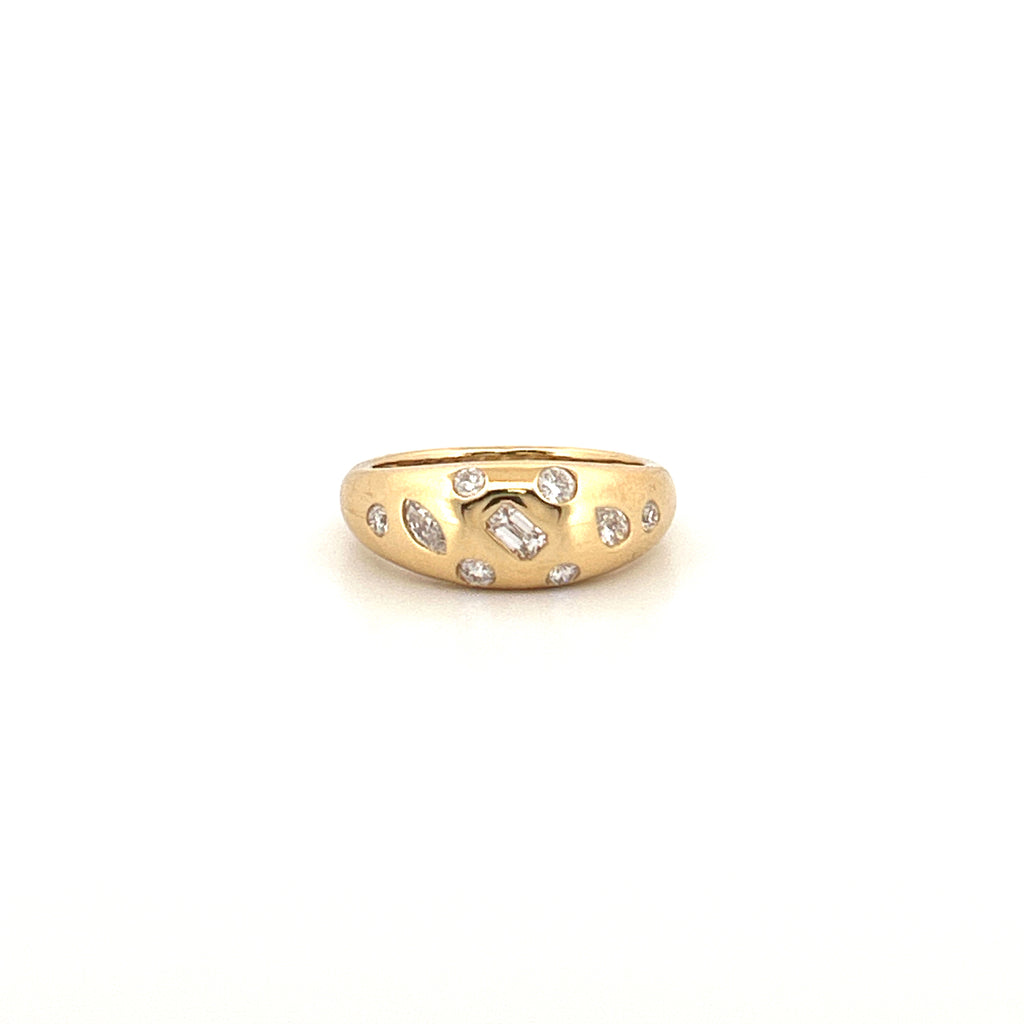 14K Gold Fancy Shape Diamond Dome Ring