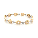 14K Two Tone Gold Pear Diamond Bezel and Pave Bracelet