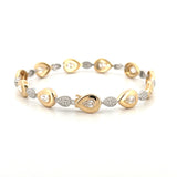 14K Two Tone Gold Pear Diamond Bezel and Pave Bracelet