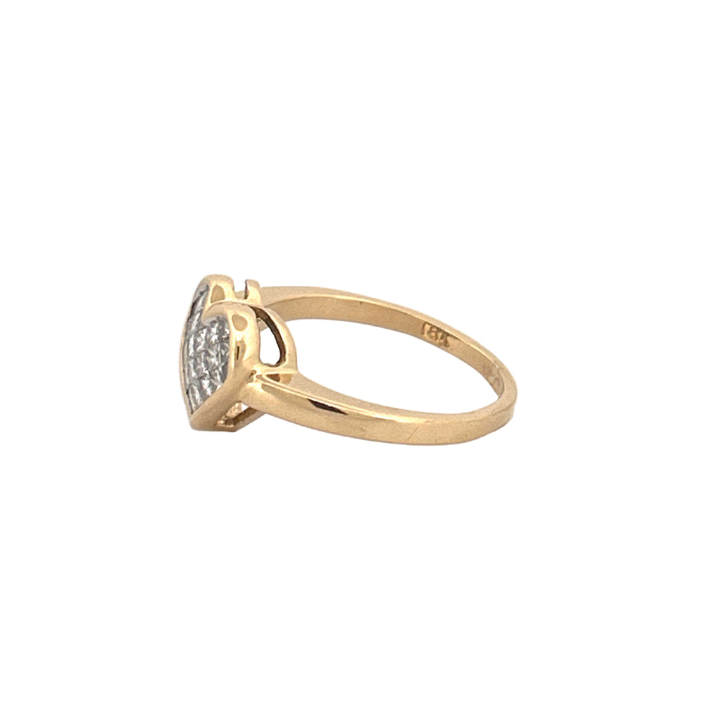 14K Gold Invisible Heart Bezel Diamond Band