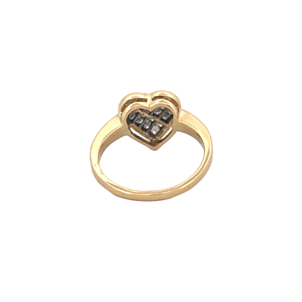 14K Gold Invisible Heart Bezel Diamond Band