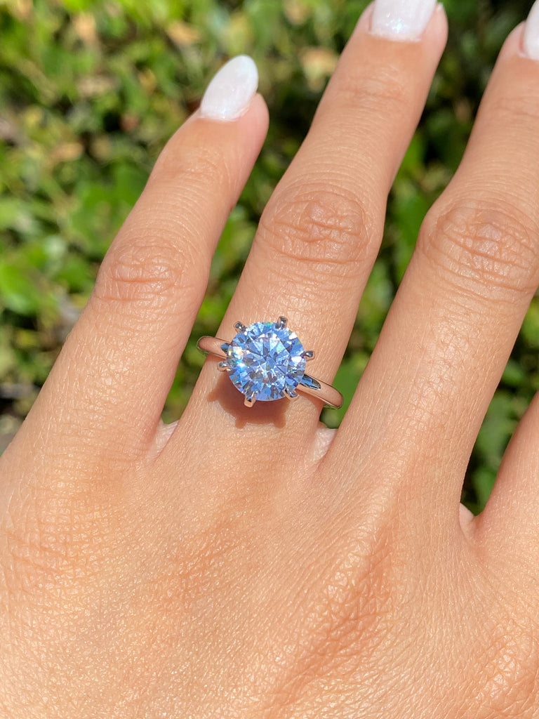 14K Gold 3.00 Carat Round Lab Grown Diamond 6-Prong Solitaire Engagement Ring