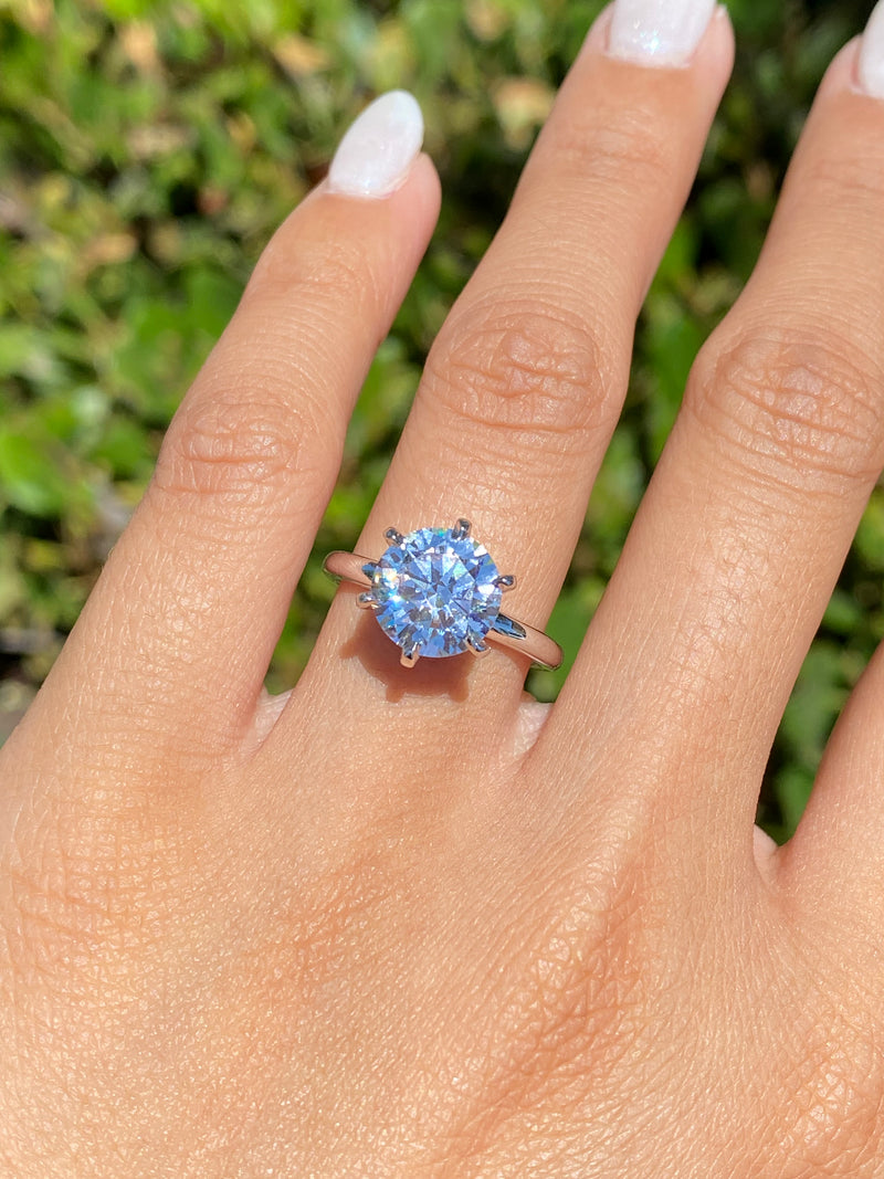 14K Gold 3.00 Carat Round Lab Grown Diamond 6-Prong Solitaire Engagement Ring