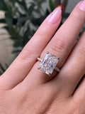 14K Gold 5.00 Carat Radiant Lab Grown Diamond Double Under Halo 3D Engagment Ring