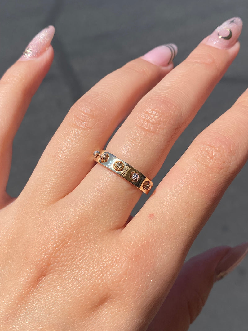 14K Gold Tri Tone Diamond Cut Ball Band