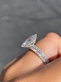 14K Gold 2.50 Carat Lab Grown Marquise Diamond Prong Set Engagement Set with Diamond Under Halo and Prongs