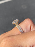 14K Gold 3.00 Carat Lab Grown Oval Diamond Prong Set Engagement Ring with Diamond Under Halo and Prongs