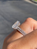 14K Gold 3.00 Carat Lab Grown Radiant Diamond Prong Set Engagement Ring with Diamond Under Halo and Prongs