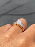 14K Gold 3.00 Carat Lab Grown Emerald Channel Set Diamond Engagement Ring