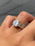 14K Gold 3.00 Carat Lab Grown Emerald Channel Set Diamond Engagement Ring