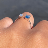 14K Gold Blue and White Lab Grown Diamond Open Band