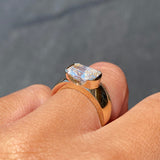 14K Gold East West 3.00 Carat Lab Grown Elongated Cushion Diamond Bezel Engagement Band